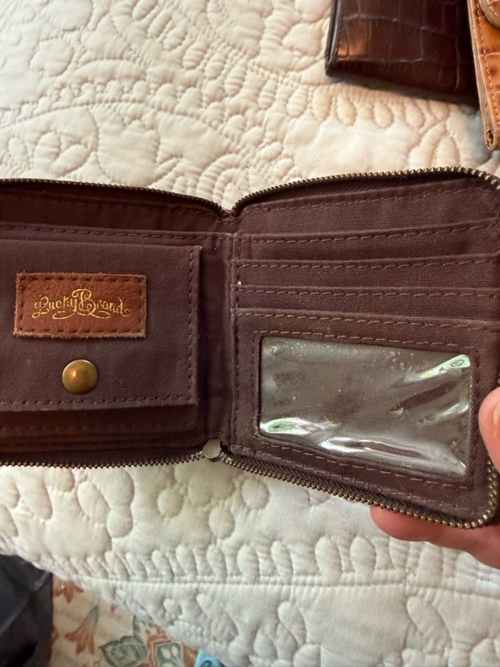 Lucky Brand Boho Patchwork Peace Sign Suede Wallet - Picture 3 of 3